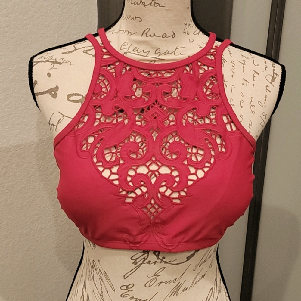 Criss Cross Back Red Bikini Top